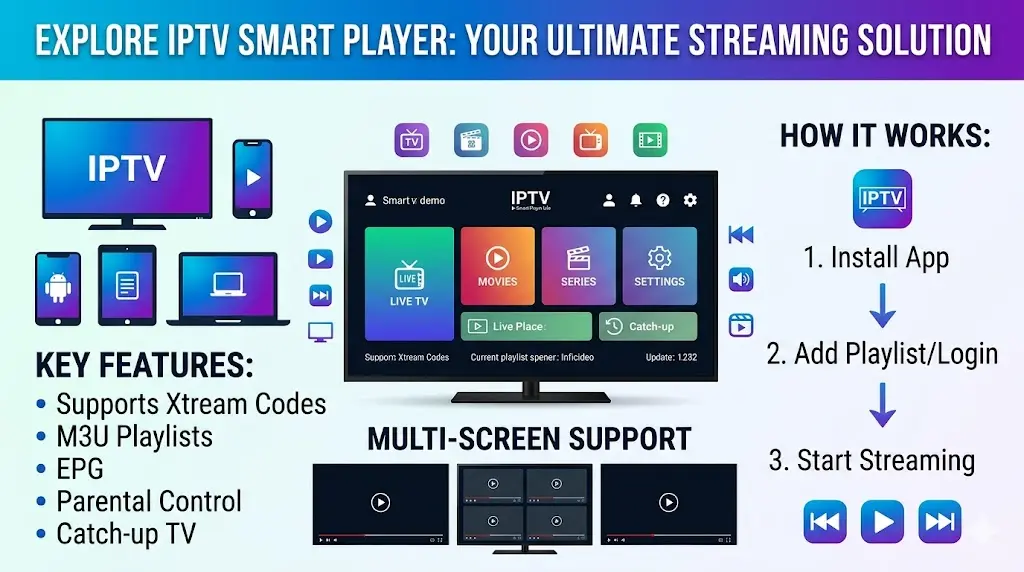 IPTV Smart Player: Kompletny Przewodnik po Najlepszym Odtwarzaczu w 2026 roku Wstęp W dobie cyfrowej rewolucji tradycyjna kablówka odchodzi powoli do lamusa. Dzisiaj liczy się elastyczność i personalizacja. IPTV Smart Player to narzędzie, które zmienia Twój telewizor w centrum dowodzenia rozrywką. W tym przewodniku dowiesz się, jak okiełznać technologię streamingu. Omówimy wszystko – od instalacji na różnych systemach, aż po zaawansowaną optymalizację obrazu 4K. Przygotuj się na solidną dawkę wiedzy o nowoczesnej telewizji internetowej. Część 1: Wprowadzenie i Podstawy H2: Co to jest IPTV Smart Player i dlaczego go potrzebujesz? Czy zastanawiałeś się kiedyś, jak działa nowoczesna telewizja? IPTV Smart Player to obecnie absolutny fundament dla każdego fana streamingu. Co więcej, aplikacja ta oferuje niespotykaną dotąd wygodę użytkowania. Zacznijmy od tego, że odtwarzacz to tylko pusta powłoka. W rzeczywistości, działa on jak silnik w samochodzie. Potrzebujesz paliwa, czyli listy kanałów, aby ruszyć z miejsca. Jednak to właśnie interfejs decyduje o komforcie Twojej jazdy. W przeciwieństwie do zwykłych dekoderów, ta aplikacja daje Ci pełną wolność. Możesz przecież oglądać ulubione programy na dowolnym urządzeniu w domu. Dzięki temu, telewizja internetowa staje się dostępna dosłownie wszędzie. Zatem, dlaczego warto wybrać akurat to rozwiązanie? Po pierwsze, stabilność przesyłu danych jest tutaj na najwyższym poziomie. Po drugie, obsługa jest intuicyjna nawet dla całkowitych laików. Oczywiście, musisz posiadać stabilne łącze internetowe, aby uniknąć frustrujących przycięć. H2: Kluczowe funkcje nowoczesnego odtwarzacza IPTV Co sprawia, że ten program wyróżnia się na tle konkurencji? Przede wszystkim, jego wszechstronność w obsłudze formatów jest imponująca. Ponadto, wsparcie dla Xtream Codes API ułatwia proces logowania do minimum. Warto również wspomnieć o funkcji EPG, czyli elektronicznym przewodniku po programach. Dzięki niemu, zawsze wiesz, co będzie emitowane za godzinę. W rezultacie, planowanie wieczornego seansu staje się dziecinnie proste. Kolejną istotną rzeczą jest opcja kontroli rodzicielskiej. Możesz łatwo zablokować dostęp do wybranych treści przed dziećmi. Co istotne, personalizacja interfejsu pozwala dostosować wygląd aplikacji do własnych preferencji. Dodatkowo, funkcja Catch-up pozwala na nadrabianie zaległości w oglądaniu. Jeśli przegapiłeś mecz, możesz go odtworzyć z archiwum. Bez wątpienia, to funkcja, która ratuje życie zapracowanym fanom sportu. Na koniec, pamiętajmy o jakości obrazu, która jest kluczowa. Odtwarzacz świetnie radzi sobie ze streamingiem w rozdzielczości 4K oraz HDR. Podsumowując, to narzędzie kompletne, które redefiniuje pojęcie domowej rozrywki w 2026 roku. Najlepsze plany IPTV Część 2: Instalacja i Konfiguracja H2: Jak zainstalować IPTV Smart Player na różnych urządzeniach? Skoro już wiesz, czym jest to cudo, czas przejść do czynów. Instalacja aplikacji IPTV Smart Player przebiega błyskawicznie na większości platform. Co więcej, proces ten jest zazwyczaj w pełni zautomatyzowany i bezpieczny. H3: Instalacja na Android TV i Google TV Jeśli posiadasz telewizor Sony lub Philips, masz ułatwione zadanie. Po pierwsze, otwórz Sklep Google Play na swoim ekranie głównym. Następnie, wpisz w wyszukiwarkę nazwę aplikacji, czyli właśnie odtwarzacz mediów. Kliknij przycisk instaluj, a system zajmie się resztą operacji. Bez wątpienia, to najprostszy sposób na cieszenie się stabilnym streamingiem. Ponadto, aktualizacje będą pobierać się automatycznie w tle systemu. H3: Konfiguracja na Smart TV (Samsung Tizen i LG webOS) W przypadku systemów zamkniętych sprawa wygląda nieco inaczej, lecz nadal prosto. Musisz wejść do dedykowanego sklepu, czyli Samsung Apps lub LG Content Store. Tam dowiesz się dokładnie, jak zainstalować IPTV na Smart TV bez żadnych problemów. Warto pamiętać, że niektóre modele wymagają zmiany regionu sklepu. Chociaż zdarza się to rzadko, dobrze jest mieć to na uwadze. W rezultacie, zyskasz dostęp do najnowszej wersji oprogramowania sterującego. H3: Używanie IPTV Smart Player na Amazon Firestick To urządzenie to prawdziwy hit wśród fanów multimediów w 2026 roku. Z racji tego, że system bazuje na Androidzie, instalacja jest prosta. Jednakże, musisz najpierw zezwolić na instalację z nieznanych źródeł w ustawieniach. Użyj aplikacji Downloader, aby pobrać plik instalacyjny bezpośrednio z sieci. Dzięki temu, Twój Firestick zamieni się w potężne centrum rozrywki. Oczywiście, zawsze sprawdzaj sumy kontrolne plików dla własnego bezpieczeństwa cyfrowego. H2: Konfiguracja krok po kroku – Połączenie z listą kanałów Po udanej instalacji, czas na tchnięcie życia w Twój nowy program. Pusta aplikacja nie pokaże Ci nic, dopóki nie dodasz źródła. Na szczęście, masz do wyboru kilka sprawdzonych metod połączenia. H3: Metoda Xtream Codes API (Zalecana) To bezapelacyjnie najlepszy sposób na szybkie i stabilne logowanie. Dlaczego Xtream Codes Polska to tak popularna metoda wśród profesjonalistów? Ponieważ automatycznie pobiera ona nazwy kanałów oraz aktualne EPG. Wystarczy, że wpiszesz swój login, hasło oraz adres URL serwera. Po kliknięciu „Zaloguj”, Twoja lista kanałów załaduje się w mgnieniu oka. Co istotne, ta metoda rzadziej powoduje błędy przy ładowaniu bibliotek VOD. H3: Importowanie playlisty M3U Jeśli Twój dostawca oferuje tylko link, również sobie poradzisz. Skopiuj otrzymany adres URL i wklej go w odpowiednie pole. Aplikacja przeanalizuje strukturę pliku i uporządkuje kanały według kategorii. Pamiętaj, aby zawsze wybierać opcję odświeżania listy przy każdym uruchomieniu. W ten sposób, zyskasz pewność, że wszystkie odnośniki są zawsze aktualne. Bez wątpienia, porządek w playlistach to klucz do płynnego przełączania kanałów. Najlepsze plany IPTV H3: Wykorzystanie portali MAG/Stalker Dla użytkowników przyzwyczajonych do klasycznych dekoderów, portal Stalker jest świetny. Wymaga on jednak podania adresu MAC Twojego urządzenia u dostawcy. Choć konfiguracja trwa chwilę dłużej, oferuje ona bardzo profesjonalny wygląd menu. Podsumowując, niezależnie od metody, konfiguracja jest procesem jednorazowym i trwałym. Gdy już raz to zrobisz, IPTV Smart Player zapamięta Twoje ustawienia. Dzięki temu, następnym razem po prostu usiądziesz wygodnie i włączysz ulubiony film. Część 3: Optymalizacja i Wybór Usługi H2: Jak wybrać najlepszego dostawcę do IPTV Smart Player? Wybór odpowiedniego źródła sygnału to w rzeczywistości połowa sukcesu w świecie streamingu. Nawet najlepszy IPTV Smart Player nie zdziała cudów, jeśli Twój dostawca oferuje serwery o niskiej przepustowości. Dlatego właśnie musisz wiedzieć, na co zwracać szczególną uwagę podczas testów. Przede wszystkim, szukaj usług, które gwarantują stabilność na poziomie co najmniej 99% czasu działania. W 2026 roku standardem jest już Polska IPTV Pro, która oferuje dedykowane polskie kanały w jakości 4K. Co więcej, dobry dostawca zawsze udostępnia darmowy okres próbny, abyś mógł sprawdzić obciążenie serwerów w godzinach szczytu. Pamiętaj, że niska cena często idzie w parze z częstym buforowaniem i brakiem wsparcia technicznego. Zamiast ryzykować, lepiej postawić na sprawdzone rozwiązania o ugruntowanej opinii na rynku. Warto również zerknąć na IPTV provider reviews, aby porównać ofertę globalną z lokalnymi standardami. Bez wątpienia, profesjonalny panel klienta oraz obsługa przez WhatsApp to dzisiaj absolutne minimum. H2: Optymalizacja jakości i rozwiązywanie problemów Masz już aplikację i listę, ale obraz nadal przeskakuje lub traci ostrość? Nie panikuj, ponieważ większość tych problemów wynika z błędnej konfiguracji sieci domowej. H3: Jak wyeliminować buforowanie obrazu? Najczęstszą przyczyną „kręcącego się kółka” na ekranie jest niestabilne połączenie Wi-Fi. Jeśli to tylko możliwe, podłącz swój telewizor lub przystawkę bezpośrednio kablem Ethernet. Dzięki temu, zyskasz stały przepływ danych, który jest kluczowy dla płynnego odtwarzania wysokiej rozdzielczości. Kolejnym trikiem jest zmiana wielkości bufora w ustawieniach IPTV Smart Player. Zwiększenie czasu buforowania o kilka sekund pozwoli aplikacji zgromadzić dane „na zapas”. Jeśli szukasz więcej technicznych wskazówek, koniecznie sprawdź poradnik o optymalizacji jakości IPTV. Oczywiście, warto też wyłączyć wszystkie zbędne aplikacje działające w tle Twojego urządzenia. H3: Problem z EPG – Brak programu telewizyjnego Często zdarza się, że kanały działają, ale nie widzisz, co aktualnie jest emitowane. W takim przypadku, prawdopodobnie Twoje źródło EPG nie zostało poprawnie zsynchronizowane z listą M3U. W ustawieniach aplikacji znajdź sekcję „EPG Sources” i spróbuj odświeżyć dane ręcznie. Możesz także dodać alternatywny link do przewodnika TV, który często poprawia identyfikację kanałów. Co istotne, poprawnie skonfigurowane EPG pozwala na korzystanie z funkcji przypomnień o ulubionych serialach. Jeśli mimo wszystko napotykasz błędy typu „403 Forbidden”, sprawdź, czy Twój adres IP nie został zablokowany. W takiej sytuacji, pomocny może okazać się VPN, który zmieni Twoją lokalizację cyfrową. Podsumowując, odrobina cierpliwości przy konfiguracji sprawi, że zapomnisz o problemach technicznych raz na zawsze.